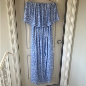 Light Blue Smocked Fabric maxi dress